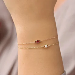 14k Channel Setting Diamond Evil Eye Bracelet
