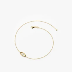 14k Channel Setting Diamond Evil Eye Bracelet