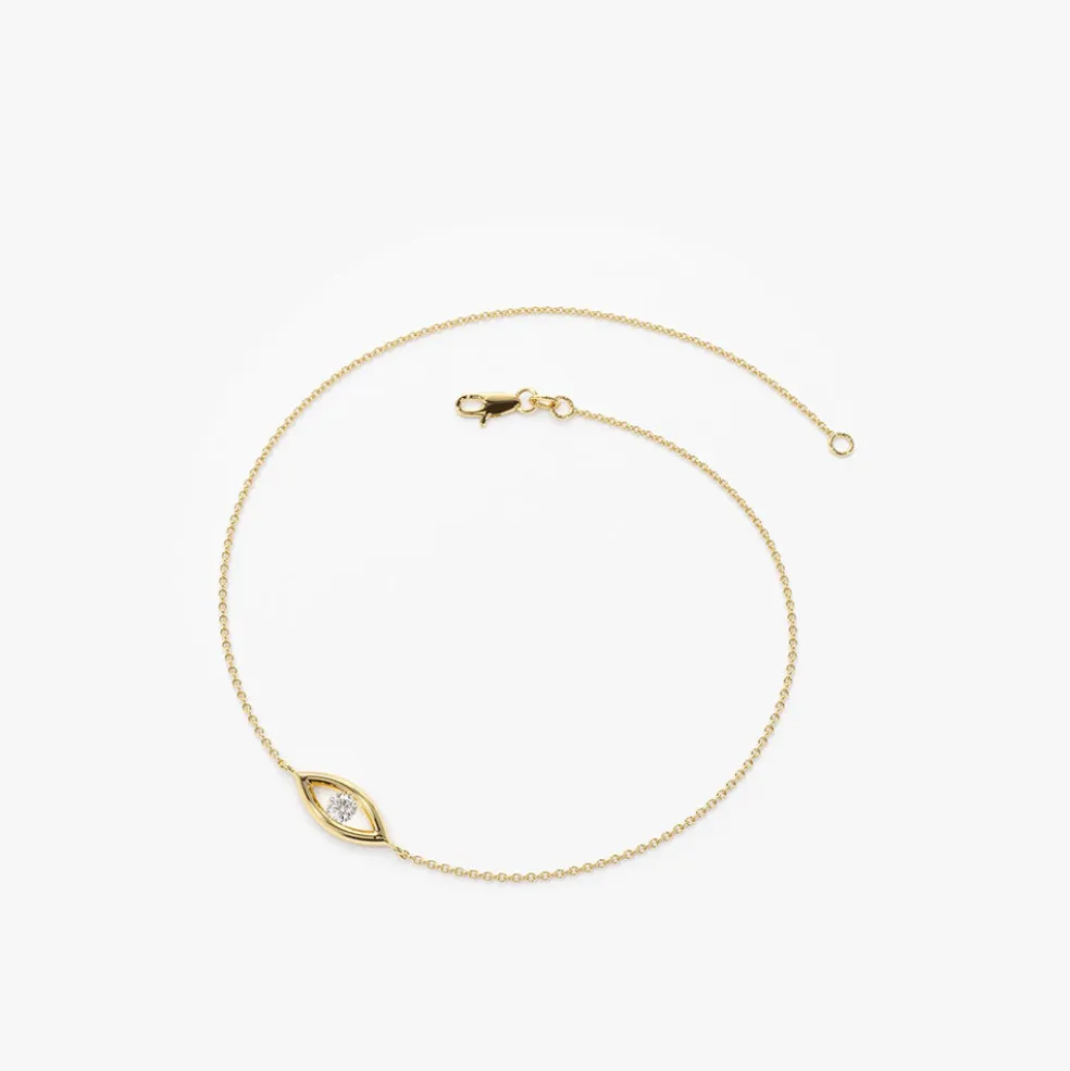 14k Channel Setting Diamond Evil Eye Bracelet