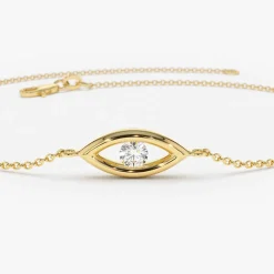 14k Channel Setting Diamond Evil Eye Bracelet