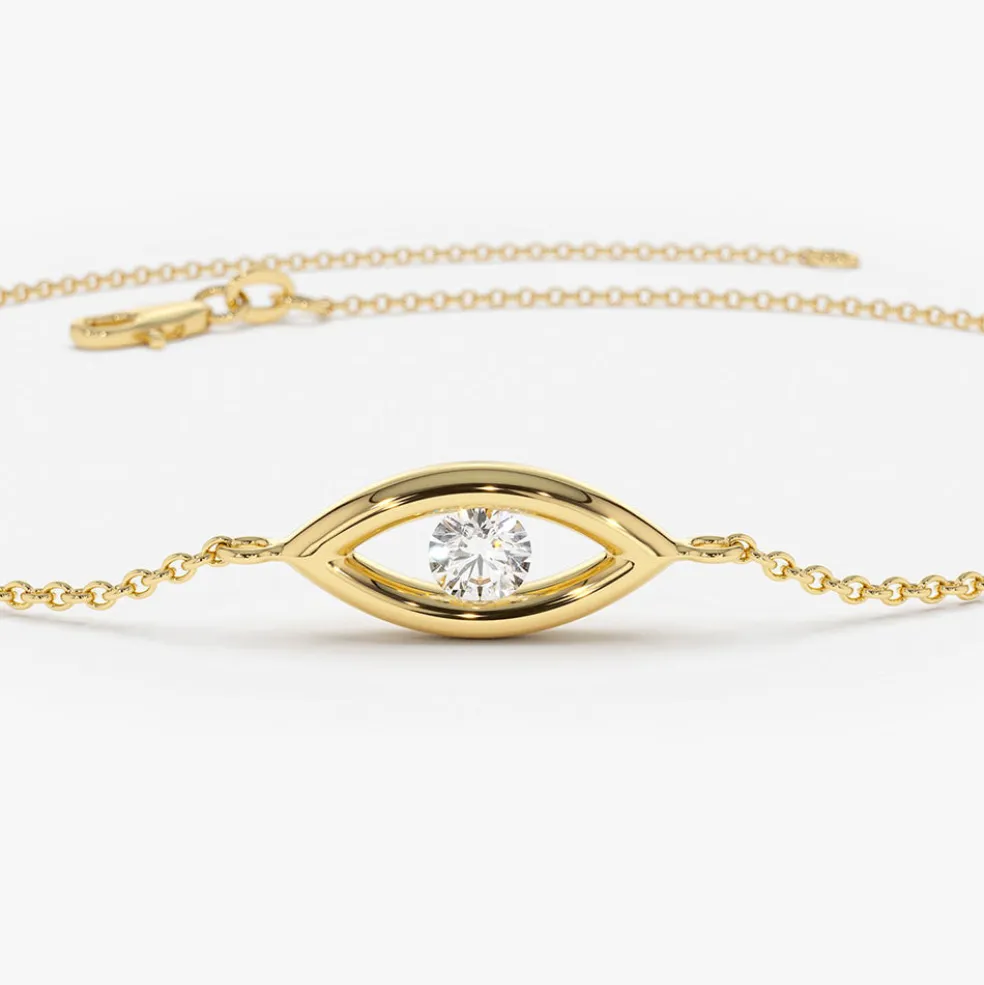 14k Channel Setting Diamond Evil Eye Bracelet