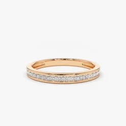 14k Channel Setting Princess Cut Half Eternity Diamond Ring