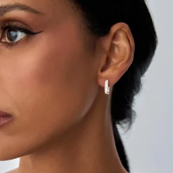 14k Channel Settinng Baguette Diamond Unique Hoops