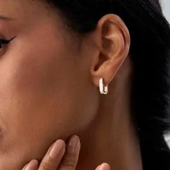 14k Channel Settinng Baguette Diamond Unique Hoops