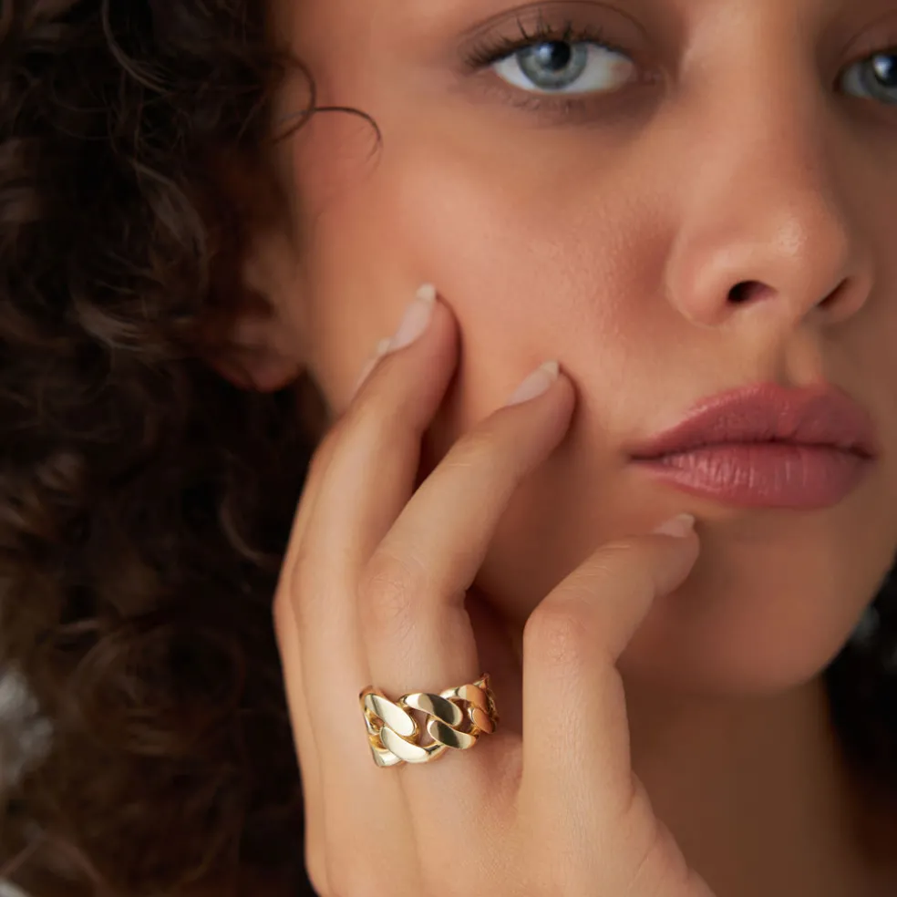 14k Chunky Cuban Curb Chain Link Ring