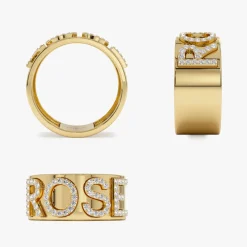 14K Chunky Diamond Name Band