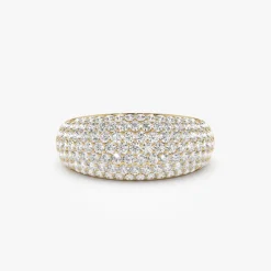 14k Chunky Dome Pave Setting Statement Diamond Ring