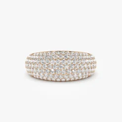 14k Chunky Dome Pave Setting Statement Diamond Ring