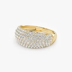 14k Chunky Dome Pave Setting Statement Diamond Ring