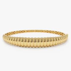14k Chunky Ribbed Gold Bangle Bracelet