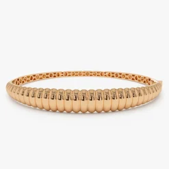 14k Chunky Ribbed Gold Bangle Bracelet