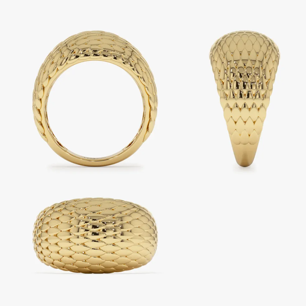 14K Chunky Snake Skin Texture Ring