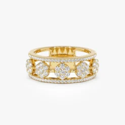 14K Circle Cluster Diamond Band Ring
