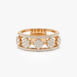 14K Circle Cluster Diamond Band Ring