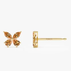 14K Citrine Butterfly Stud Earrings