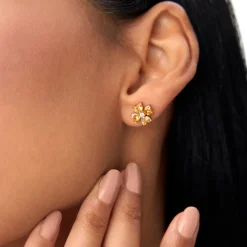14k Citrine Four Leaf Clover Studs