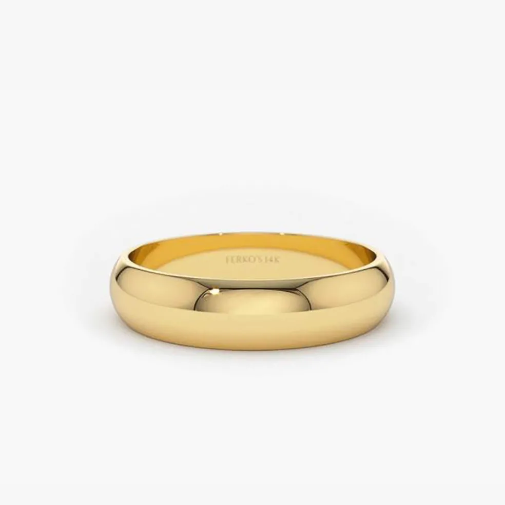 14k Classic Dome 4MM Unisex Wedding Ring