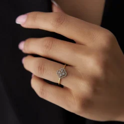 14k Clover Diamond Cluster Ring