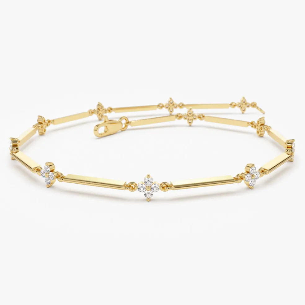 14k Clover Setting Diamond Infinity Bracelet