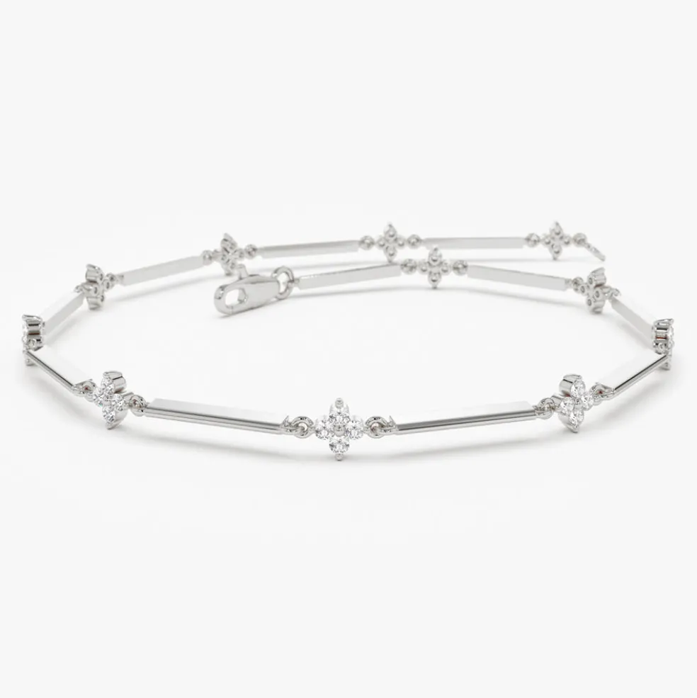 14k Clover Setting Diamond Infinity Bracelet