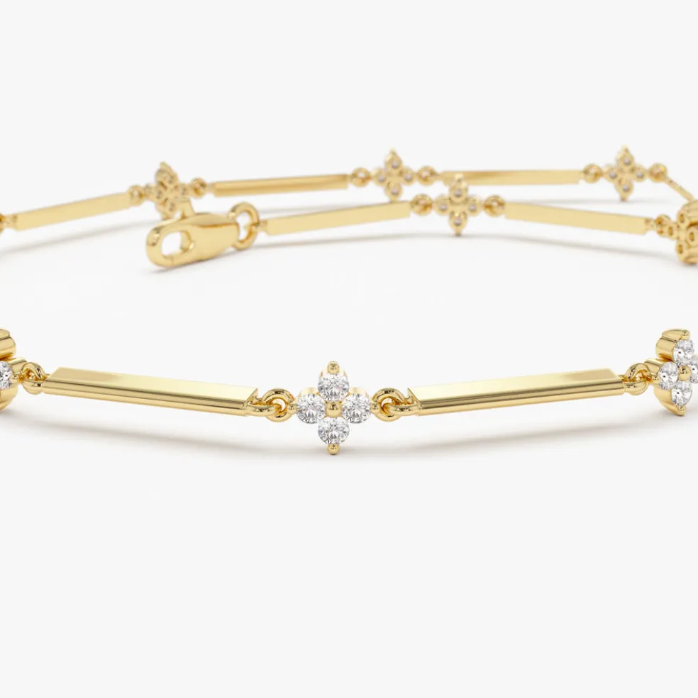 14k Clover Setting Diamond Infinity Bracelet