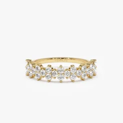 14k Cluster Diamond Half Eternity Wedding Band