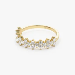 14k Cluster Diamond Half Eternity Wedding Band