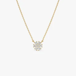 14k Cluster Flower Diamond Necklace