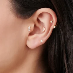 14k Crescent Moon Helix Piercing
