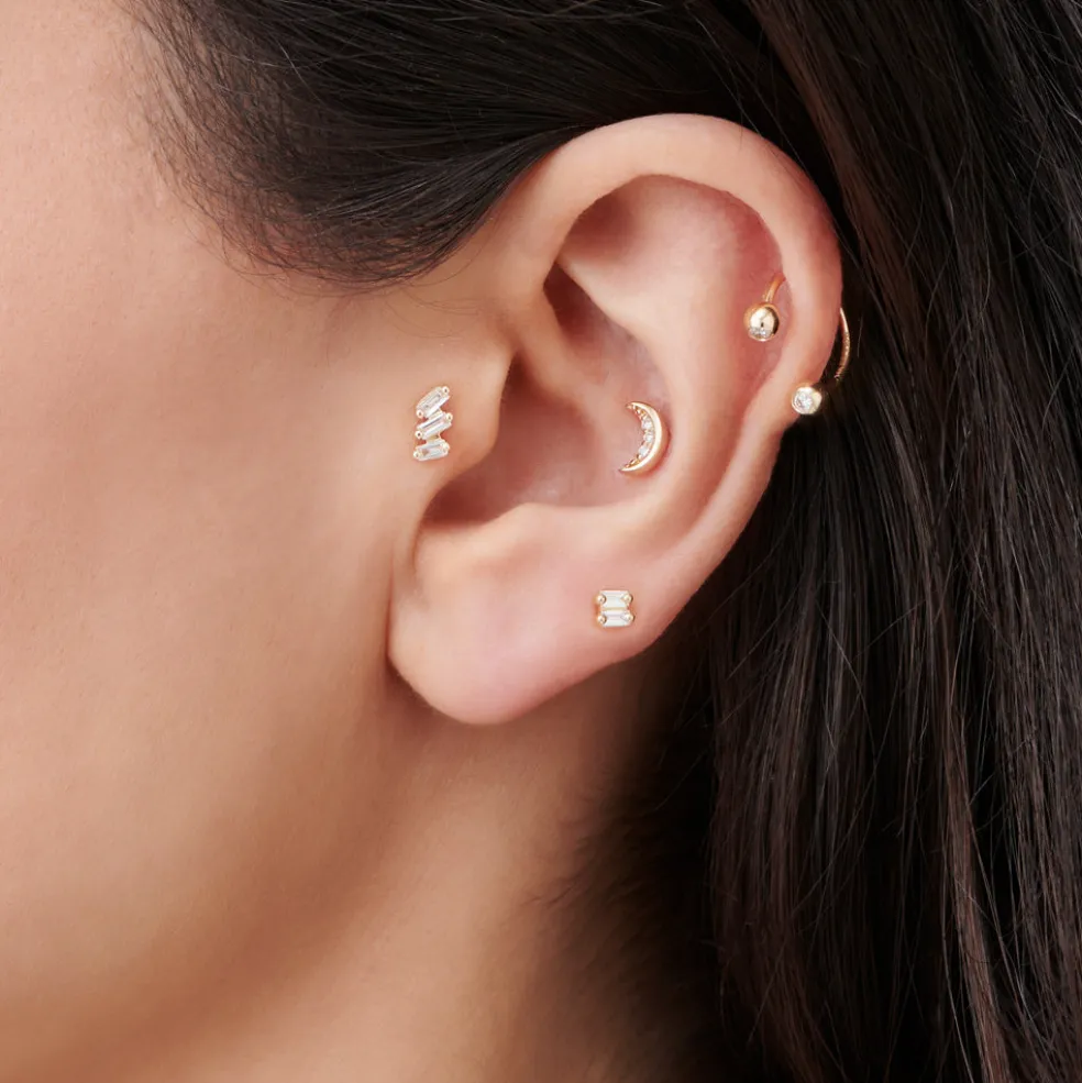 14k Crescent Moon Helix Piercing
