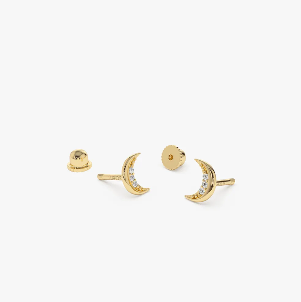 14k Crescent Moon Helix Piercing