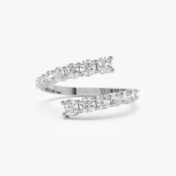 14k Cross Over Graduated Diamond Wrap Ring