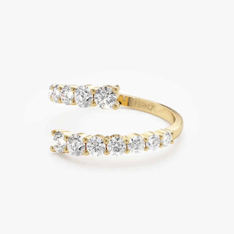 14k Cross Over Graduated Diamond Wrap Ring