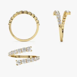 14k Cross Over Graduated Diamond Wrap Ring