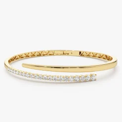 14K Cross Over Graduating Diamond Bangle