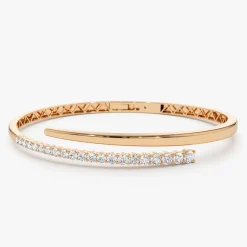14K Cross Over Graduating Diamond Bangle