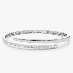14K Cross Over Graduating Diamond Bangle