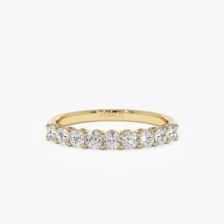 14k 0.55ctw 9 Stone Basket Setting Diamond Wedding Ring