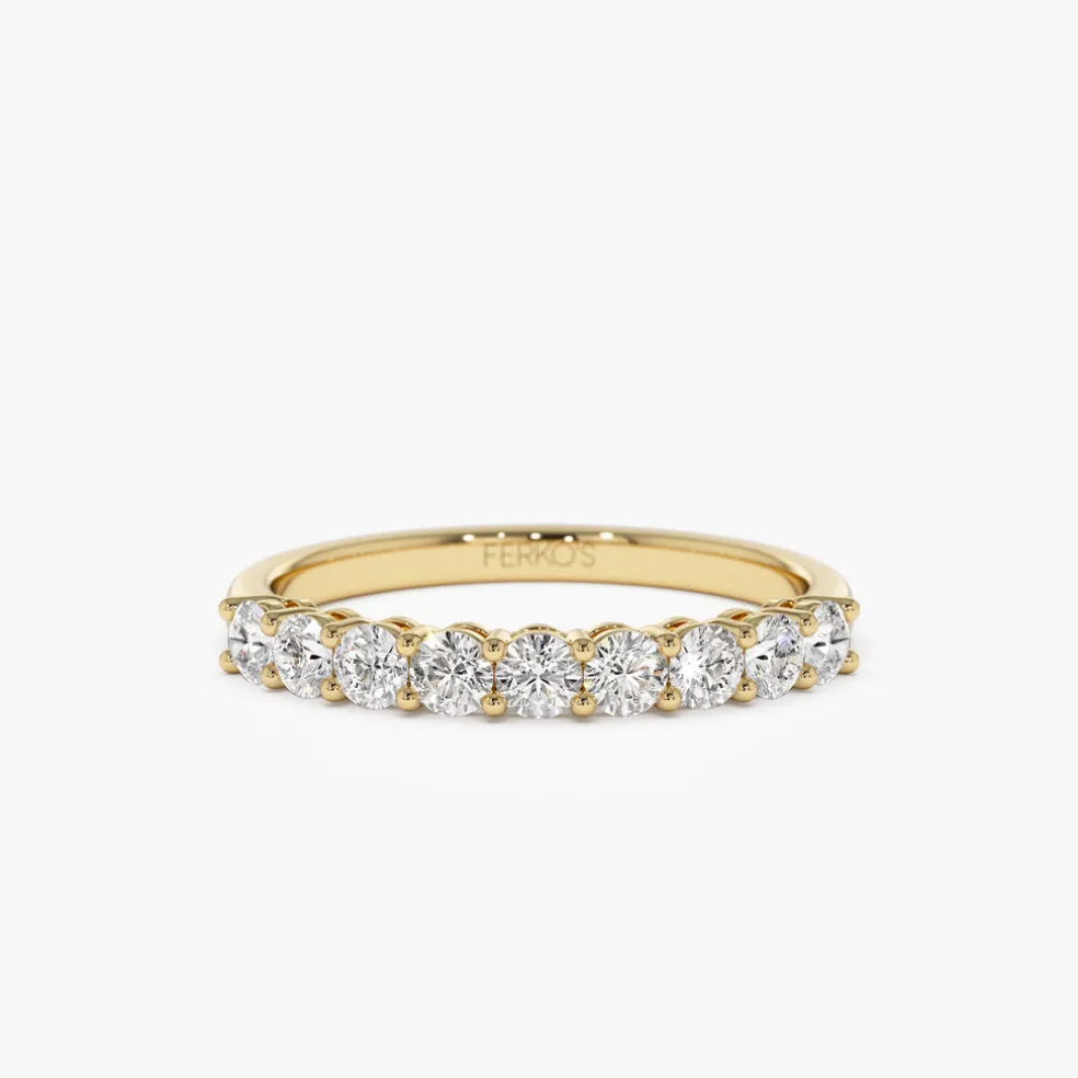 14k 0.55ctw 9 Stone Basket Setting Diamond Wedding Ring