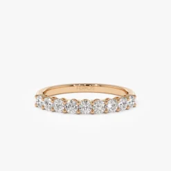 14k 0.55ctw 9 Stone Basket Setting Diamond Wedding Ring