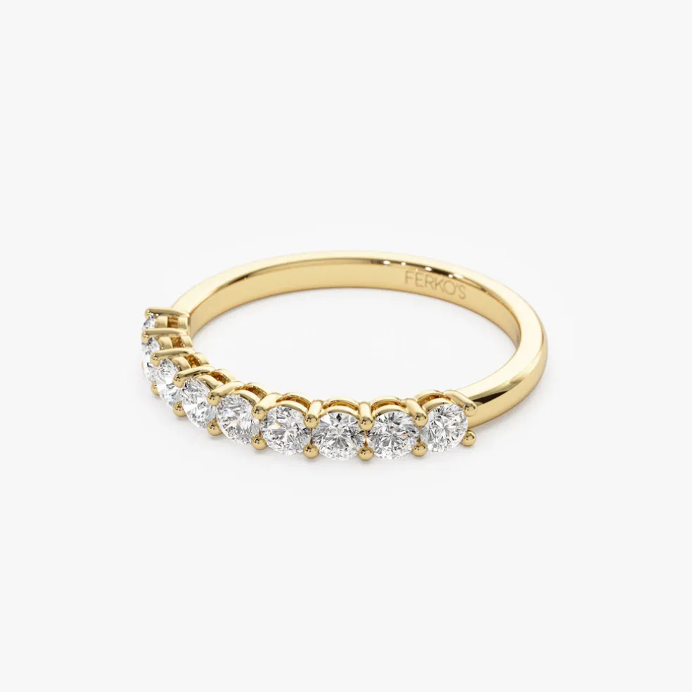 14k 0.55ctw 9 Stone Basket Setting Diamond Wedding Ring