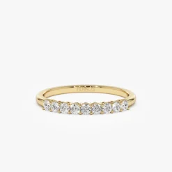 14k 0.30ctw 9 Stone Basket Setting Diamond Wedding Ring
