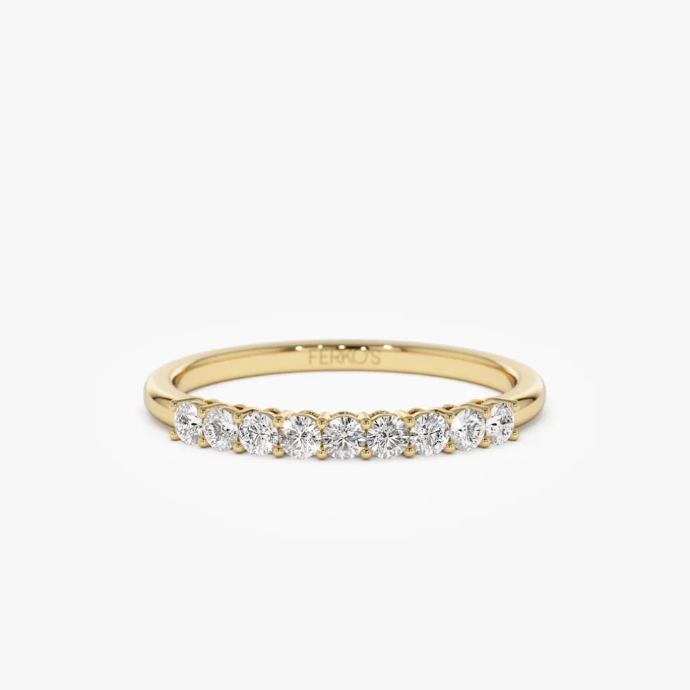 14k 0.30ctw 9 Stone Basket Setting Diamond Wedding Ring