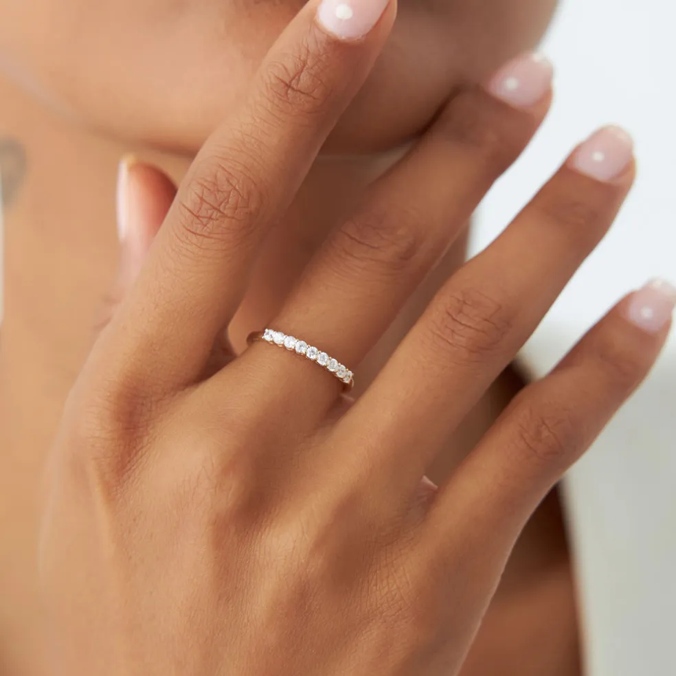 14k 0.30ctw 9 Stone Basket Setting Diamond Wedding Ring
