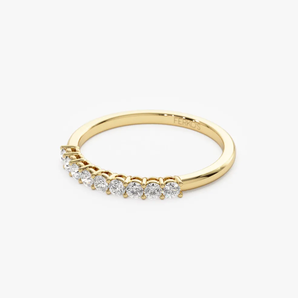 14k 0.30ctw 9 Stone Basket Setting Diamond Wedding Ring