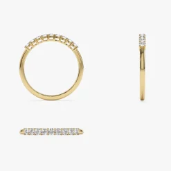 14k 0.30ctw 9 Stone Basket Setting Diamond Wedding Ring