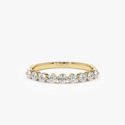 14k 0.55ctw 9 Stone Shared Prong Diamond Wedding Band