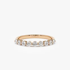 14k 0.55ctw 9 Stone Shared Prong Diamond Wedding Band