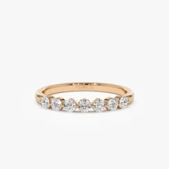 14k 0.40ctw 7 Stone Shared Prong Diamond Wedding Band