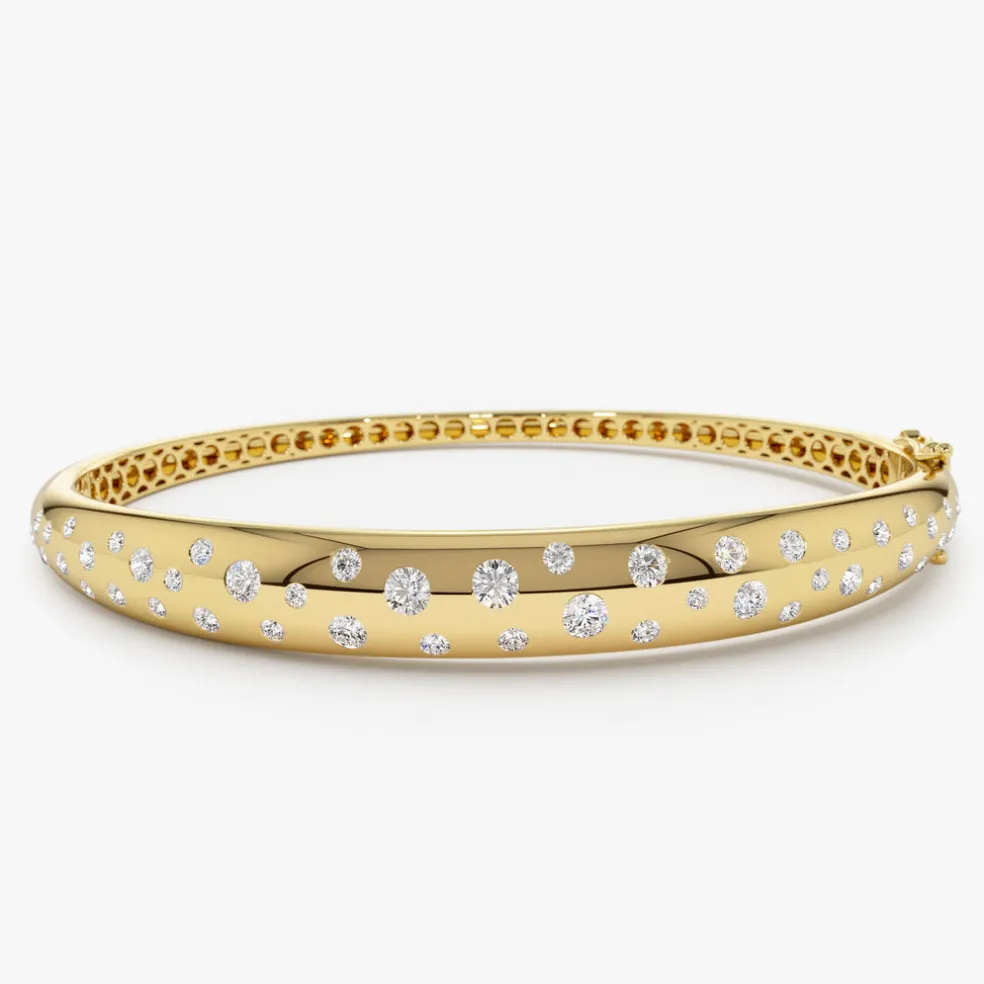 14k 1.20ctw Dome Floating Diamond Bangle Bracelet